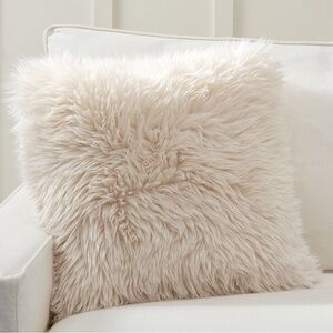 Pottery Barn - Luxe - Faux Fur - Fluffy Cream Throw Pillow cover w/tags